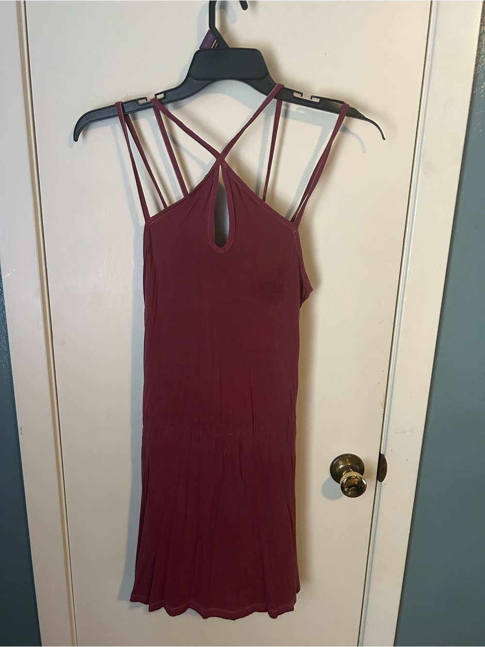*2 for $15* American Eagle Women's Strappy Keyhole Slip Dress - Burgundy